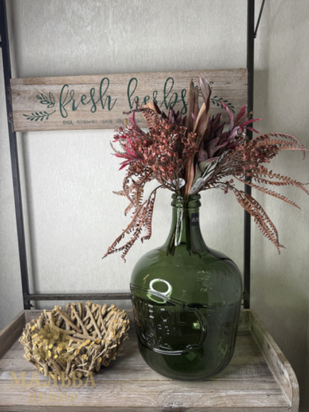 Декоративная ваза для цветов в виде бутыли "Олива" зелёная от J-LINE