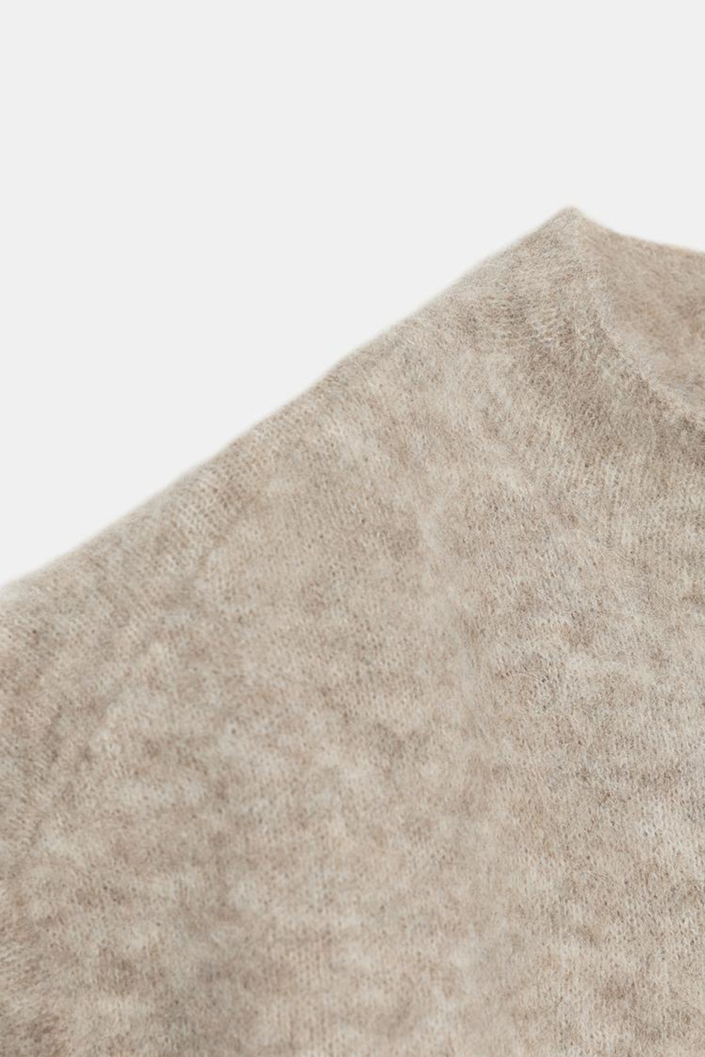 ZARA ТОП ИЗ ВОРСИСТОГО ТРИКОТАЖА С АЛЬПАКОЙ, СЕРО-КОРИЧНЕВЫЙ