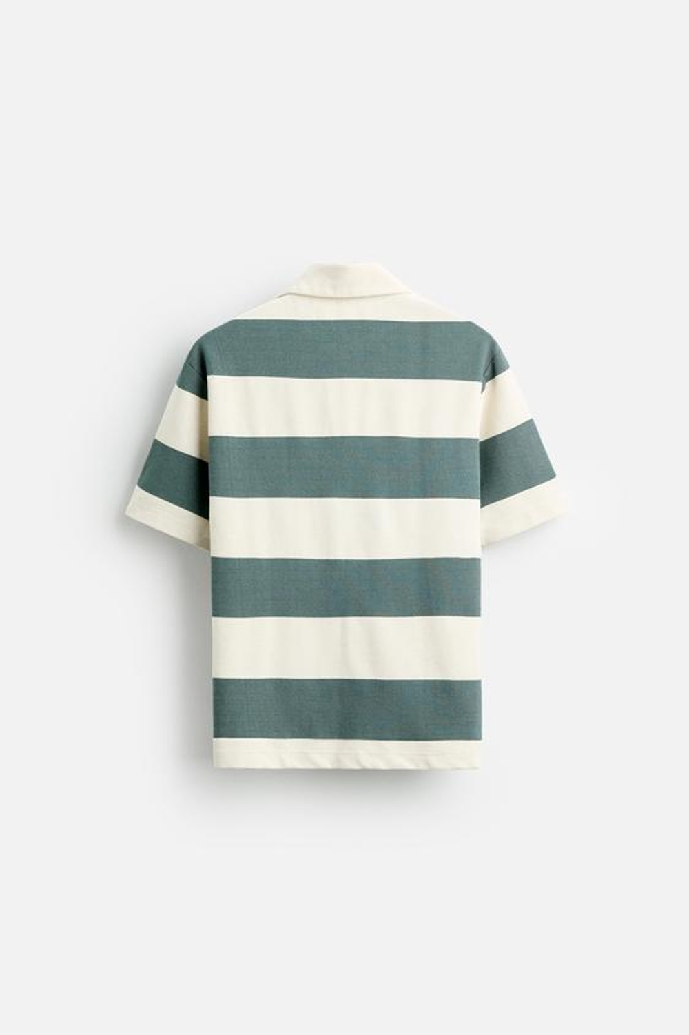 ZARA ПОЛО С РЕЛЬЕФНЫМ УЗОРОМ И ЗАСТЕЖКОЙ-МОЛНИЕЙ, ЗЕЛЕНЫЙ/ЭКРЮ