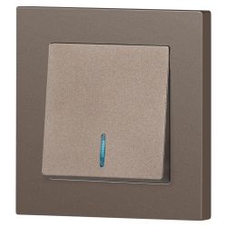 Выключатель Intro Accent 6-102-08 с подсветкой, 10А-250В, IP20, СУ, AL/CU, бронза