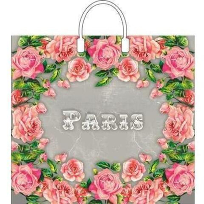 Пакет с пластиковой ручкой ПВД 37х34 (80 мкм) "Сады Парижа" (10/100 шт.) Интерпак