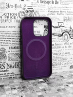 Кожаный чехол Leather Case iPhone 14 Pro Max, Dark Cherry Темно-Фиолетовый