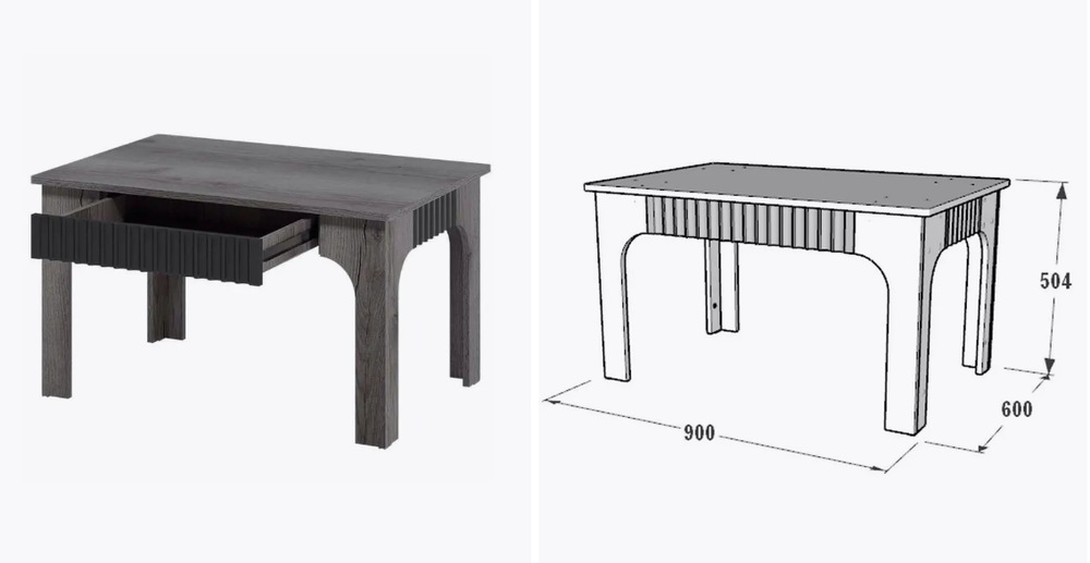 Стол журнальный Ольга-3 Дуб делано серый/сильвер Пэлас