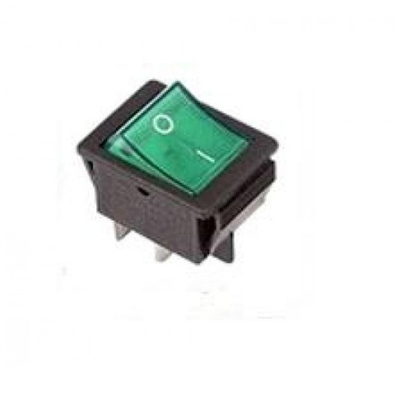 Выключатель ON/OFF 4-pin 16А 250В c подсветкой зелёный (KCD4)