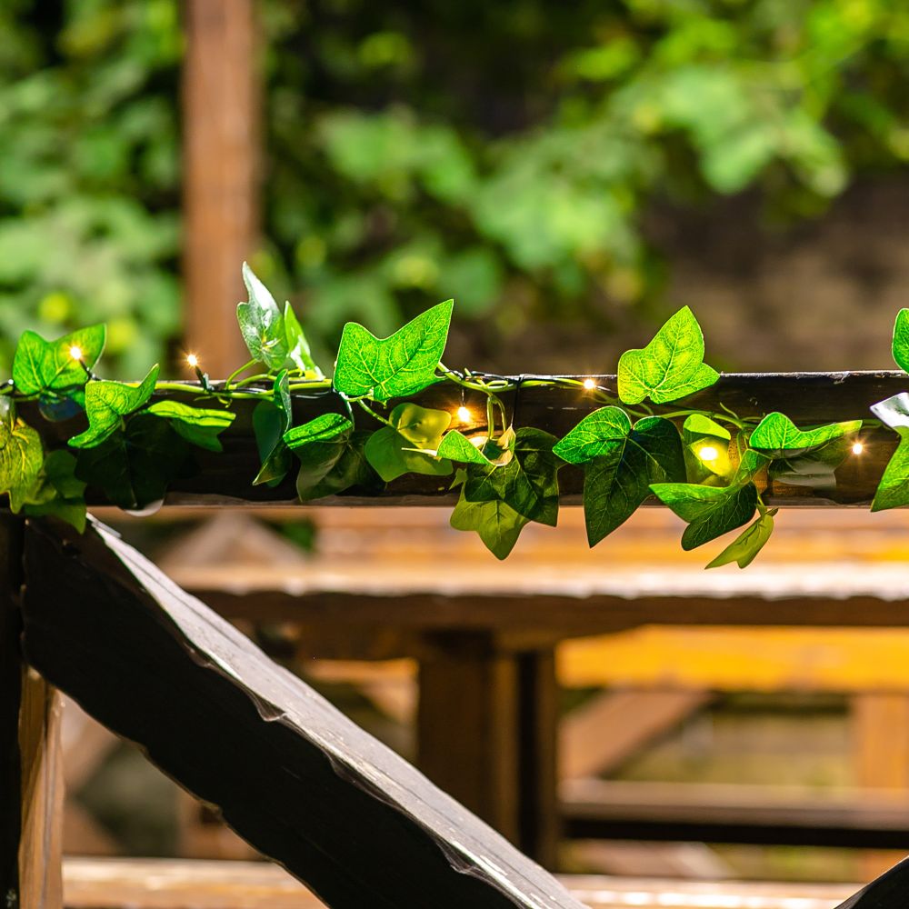 USL-S-135-PT2000 IVY Садовая гирлянда на солнечной батарее Плющ. 20 светодиодов. Теплый белый свет. 1xАА Ni-Mh аккумулятор в-к. IP44. TM Uniel