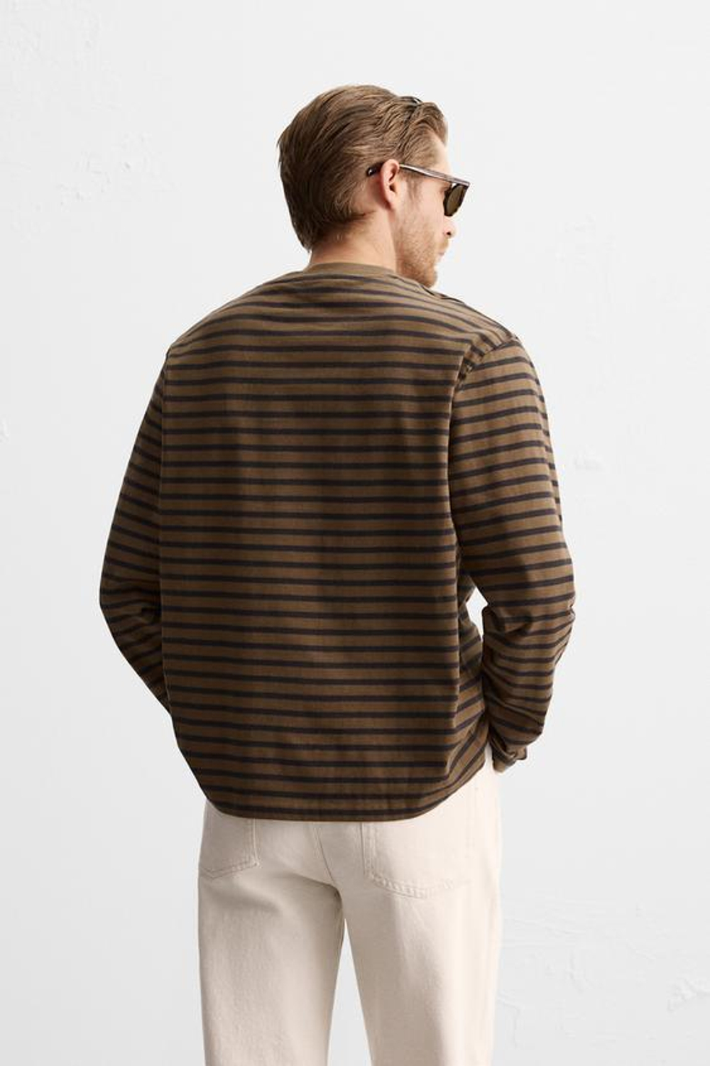 ZARA ФУТБОЛКА В ПОЛОСКУ, ЧЕРНЫЙ-КОРИЧНЕВЫЙ