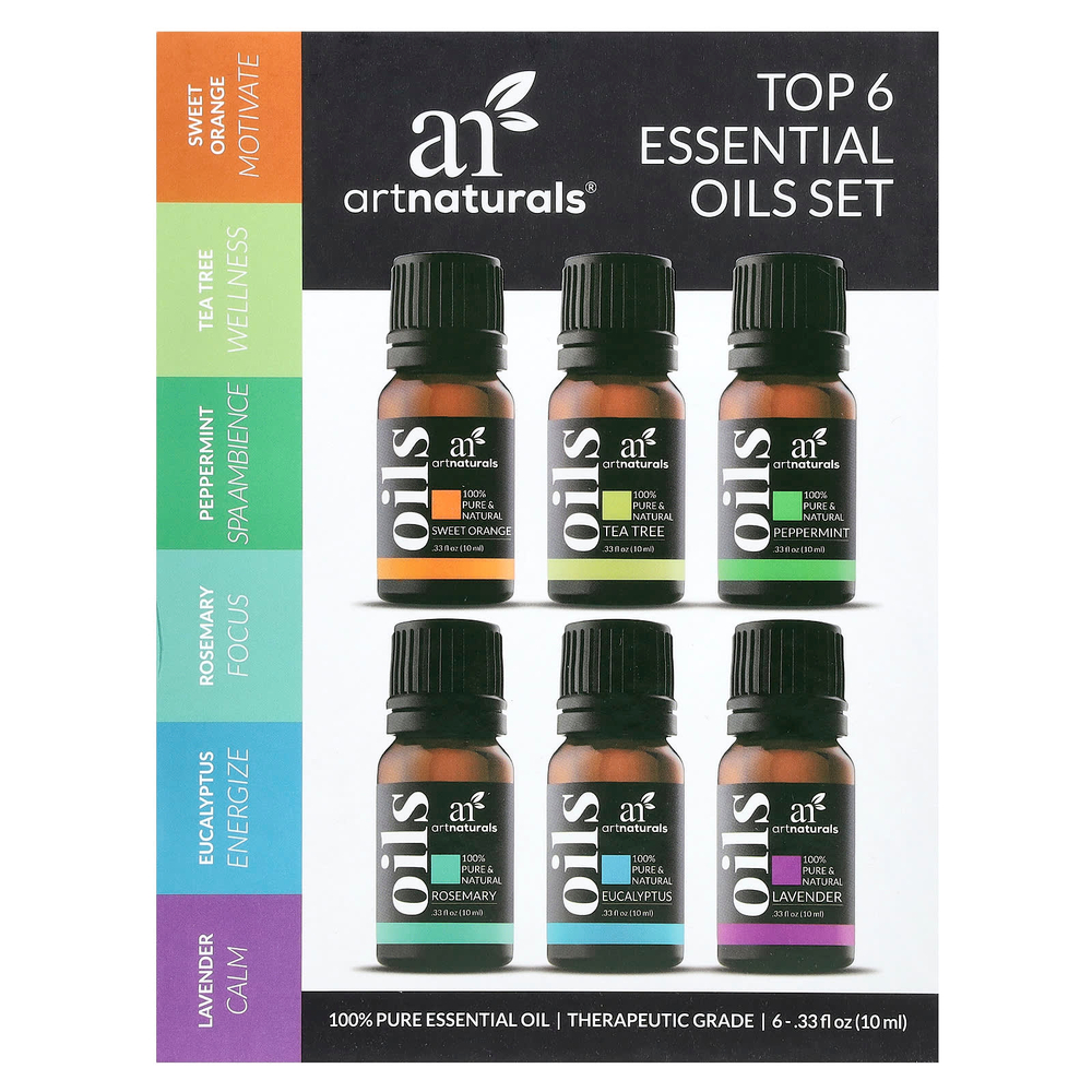 artnaturals, набор лучших 6 эфирных масел, набор из 6 предметов, по 10 мл (0,33 жидк. унции)