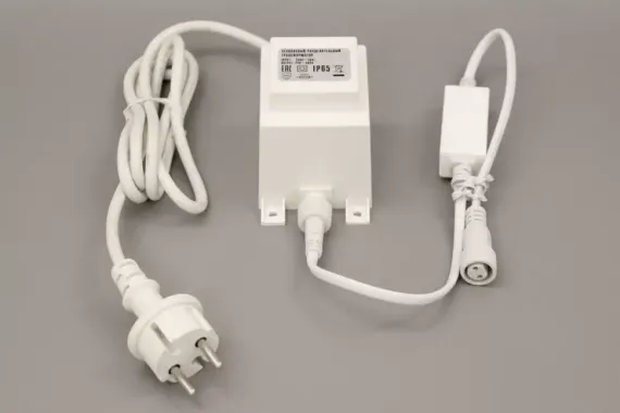 Трансформатор 60Вт, 220/24В 1.5 м., белый провод, статика, Teamprof (TPF-220AC/DC24-ST-60W)