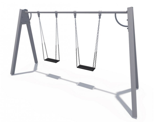 Качели на металлических стойках с прорезиненными сиденьями без спинки ИО 01250