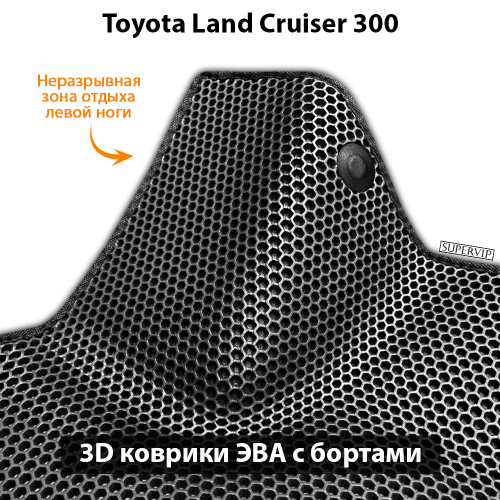 Автомобильные коврики ЭВА с бортами для 3-х рядов Toyota Land Cruiser 300 (21-н.в.)