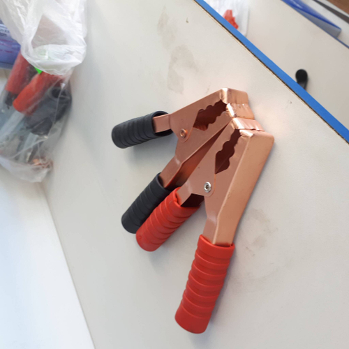 Зажим АКБ, 10 см, 100 А, омедненные, изолированные ручки, средний (2 шт. / комплект)