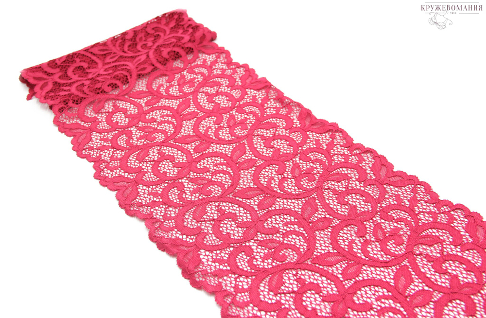 Эластичное кружево, ягодный оттенок, 19см (Артикул: EK-2167), м