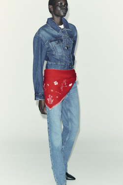 ZARA МАКСИ-БАНДАНА С ВЫШИВКОЙ, КРАСНЫЙ