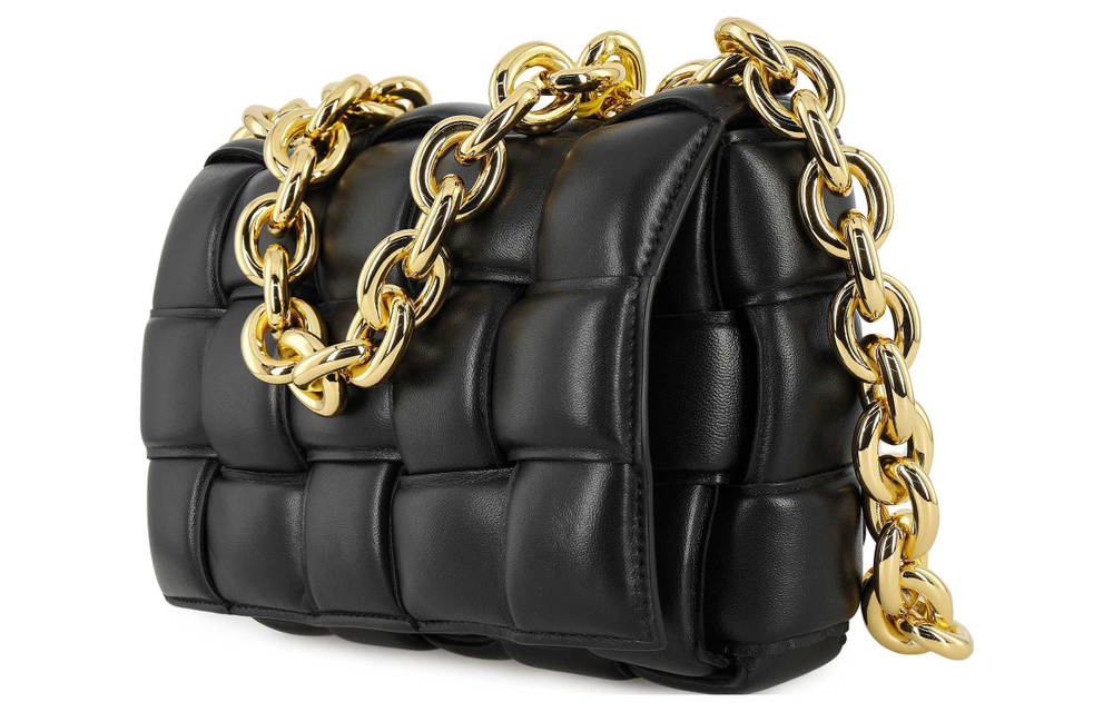 Bottega Veneta Chain Cassette Gold tone Crossbody Bag Black