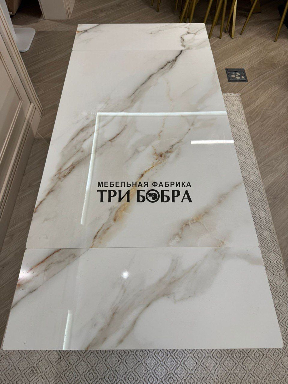 Кухонный раздвижной стол "Спайдер" из КЕРАМОГРАНИТА, итальянский мрамор