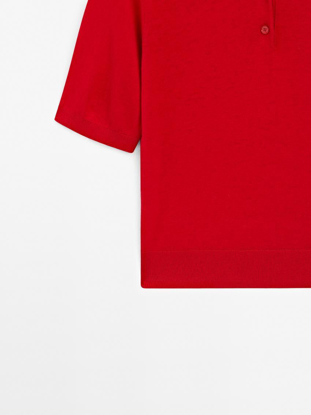 Massimo Dutti Футболка с воротником поло, красный