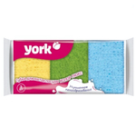 Губки для посуды Колор Люкс 3шт 10*7*3см крупнопористый поролон 22кг/м3, фибра 500г/м2 YORK