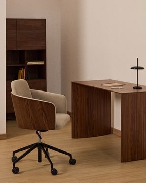 Офисный стул Madai из коричневого шенилла и ясеневого шпона