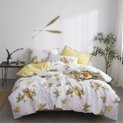 Постельное белье ЕВРО (двуспалка) Египетский Хлопок Лимоны на белом