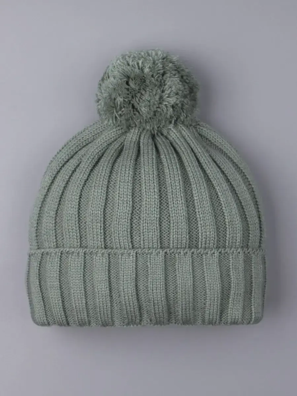 Шапка детская вязаная осенняя с помпоном