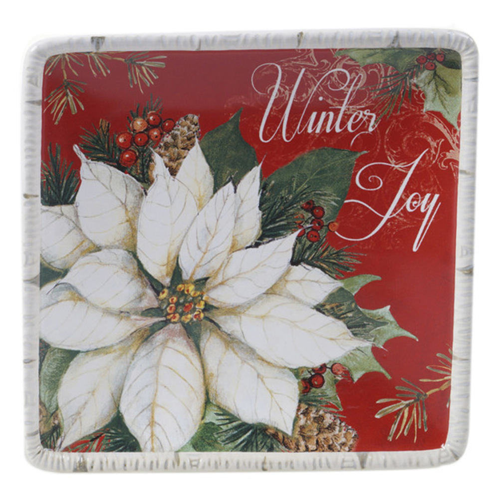 Тарелка пирожковая квадратная 15см Certified Int. Зимний сад Радость Белая Пуансетия