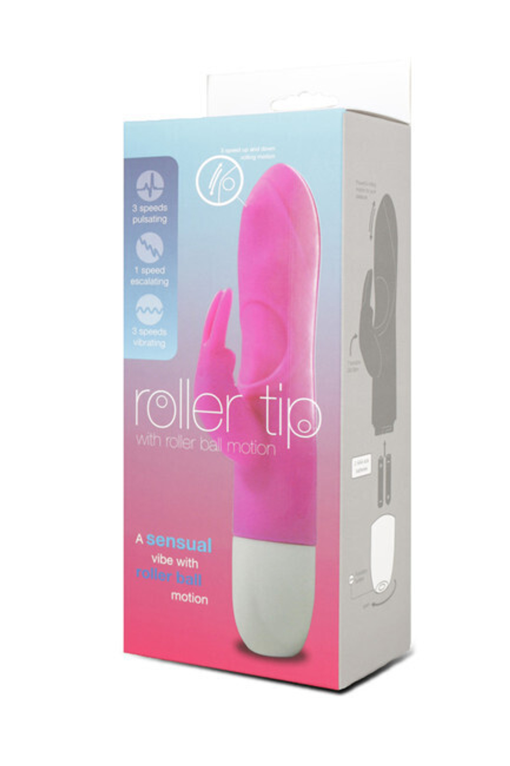 Вибратор с двигающейся головкой Roller Tip (3 режима вибрации, 3 режима движения , 18 см, розовый с белым ) (Цвет: розовый с белым)