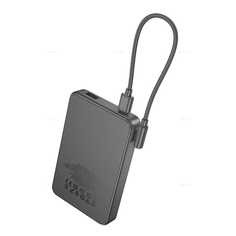 Hoco J170 Starlight 22.5W+PD20W универсальный портативный аккумулятор с кабелем (10000mAh) (metal grey)