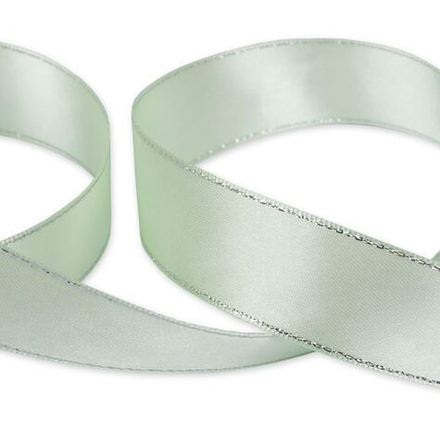 Лента атласная 25 мм , AL-25M двухстор. с металл. нитью 33 м , №050 под серебро