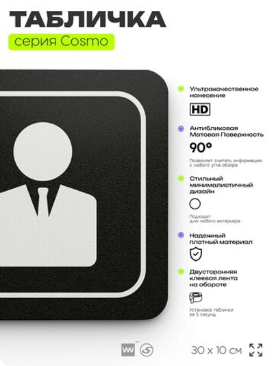 Табличка Заместитель генерального директора, 30х10 см, для офиса, кафе, магазина, паркинга, серия COSMO, Айдентика Технолоджи