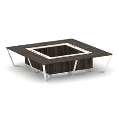 Steel Meet Стол переговорный квадратный KMK-PR.B.SP-16K Дуб Мали/Ваниль Глянец/Металл Белый 3200*320