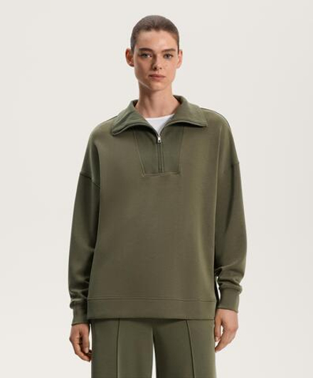 Oysho Мягкая на ощупь толстовка с застежкой-молнией до середины груди, хаки