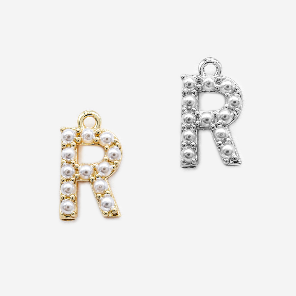 Подвеска с жемчугом в форме буквы "R", 14*7,7мм