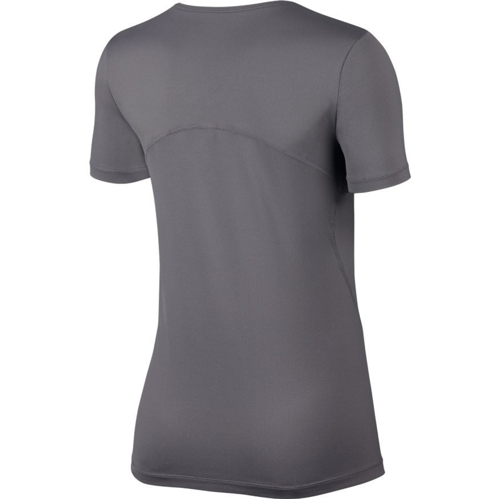 Женская футболка теннисная Nike Pro Top SS All Over Mesh W - gunsmoke/black