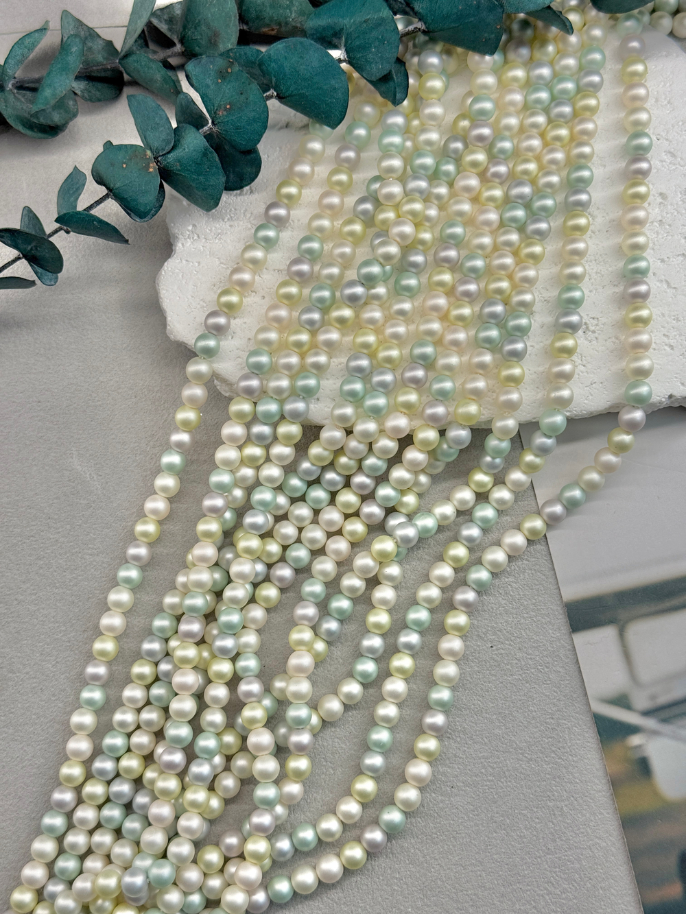 Жемчуг Premium, 6 мм, нить 40 см, микс "Кандурин"