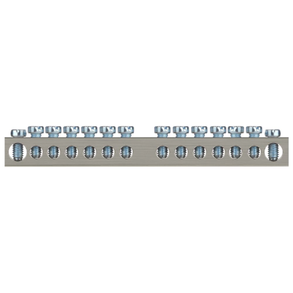 Шина ЭРА NO-224-82 PEN земля-ноль 6х9мм 14/1 никелированная с креплениями по центру | Шины N, PE, PEN