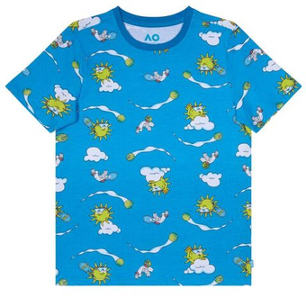 Футболка для мальчика теннисная Australian Open Dated - небесный