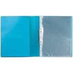 Папка для портфолио школьника, 2 кольца, 20 файлов, пластик, полупрозрачный, синяя, BRAUBERG, 126557