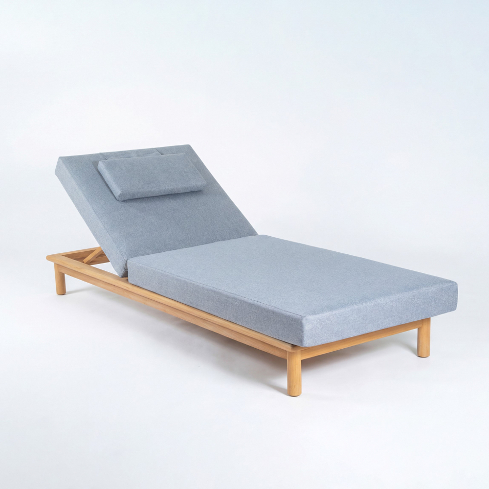 Шезлонг Ideal Patio САПОРИ тик, светло-серый матрас, подушка