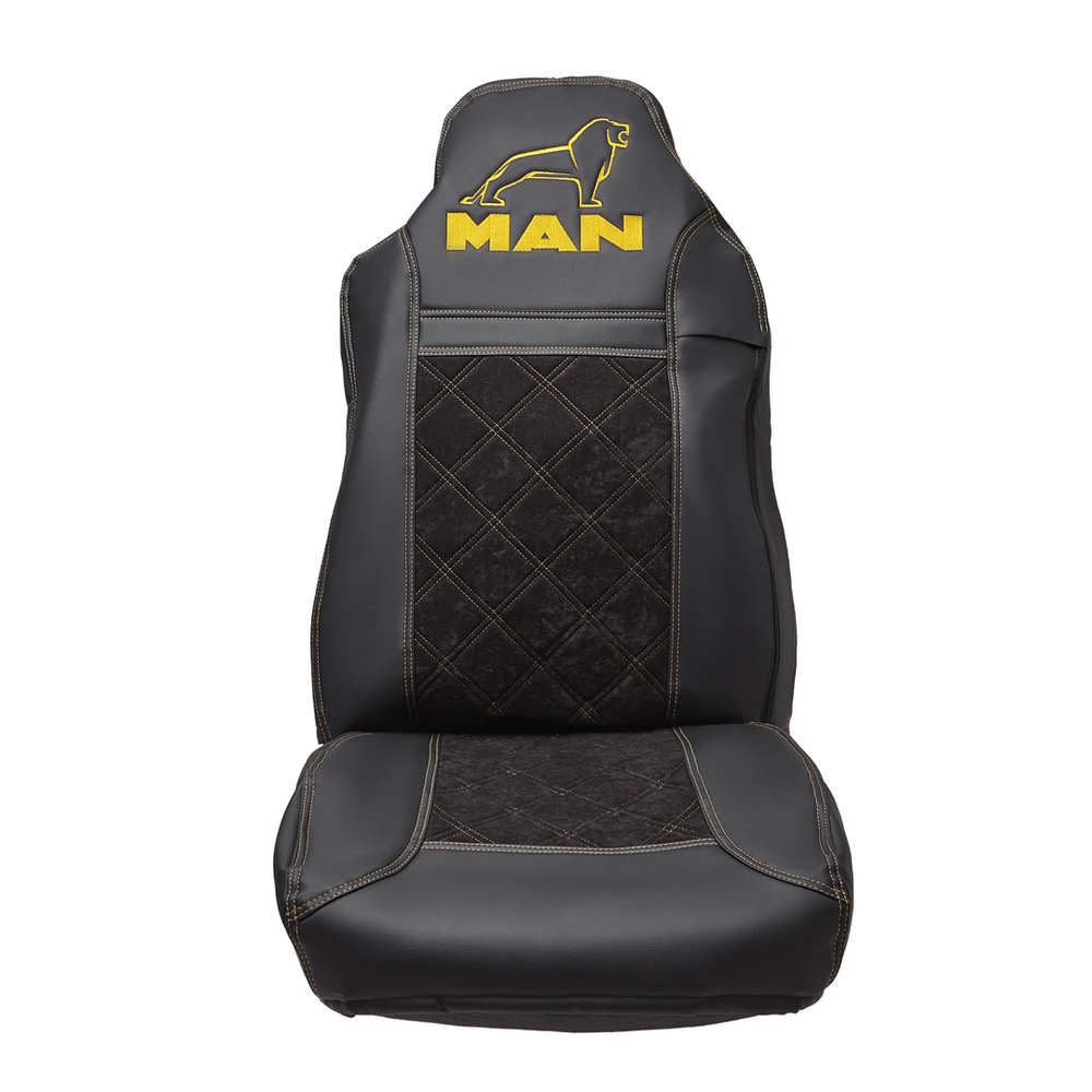 Чехлы MAN TGS (экокожа, желтая строчка)