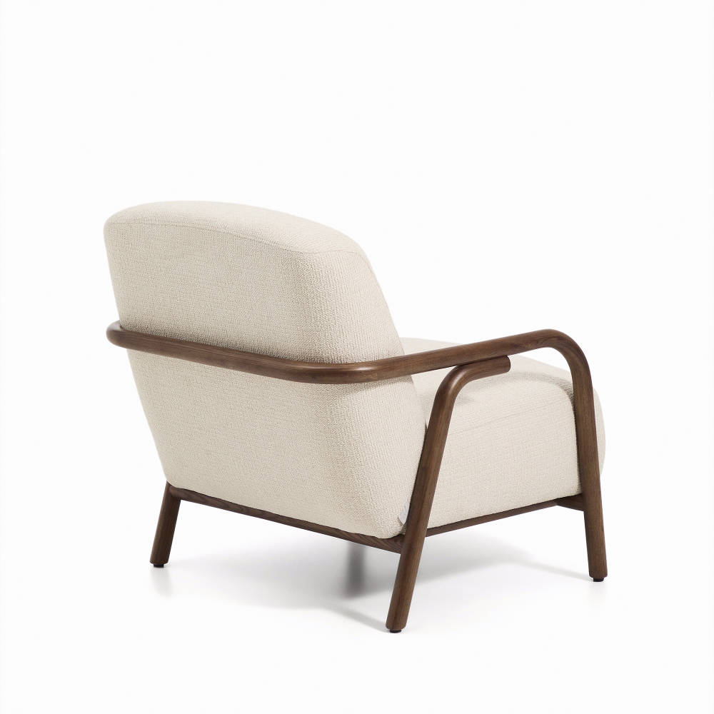 Кресло Sylo из бежевого шенилла и ясеня с отделкой цвета орех