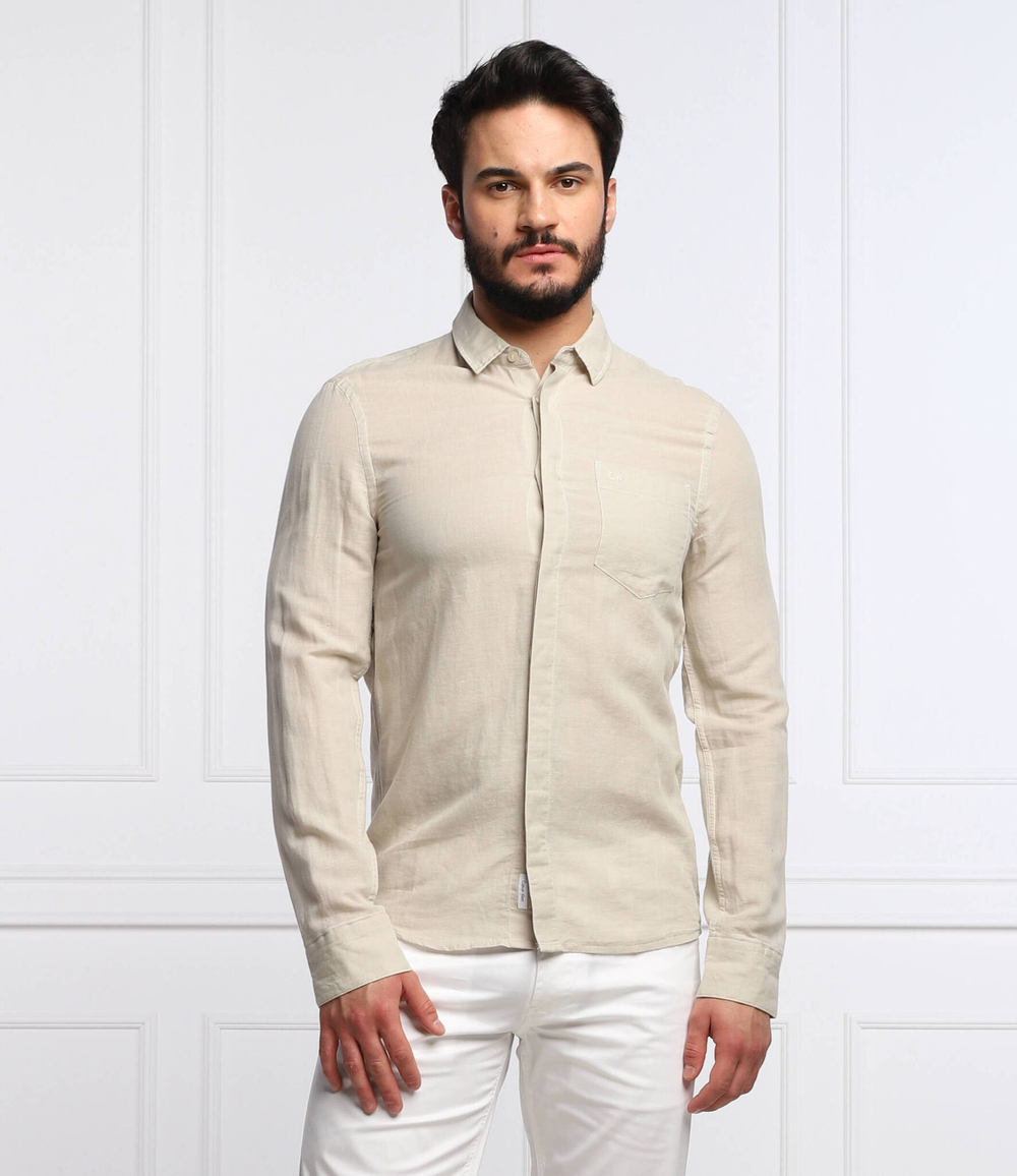 льняная рубашка Calvin Klein - бежевый(K10K108664)