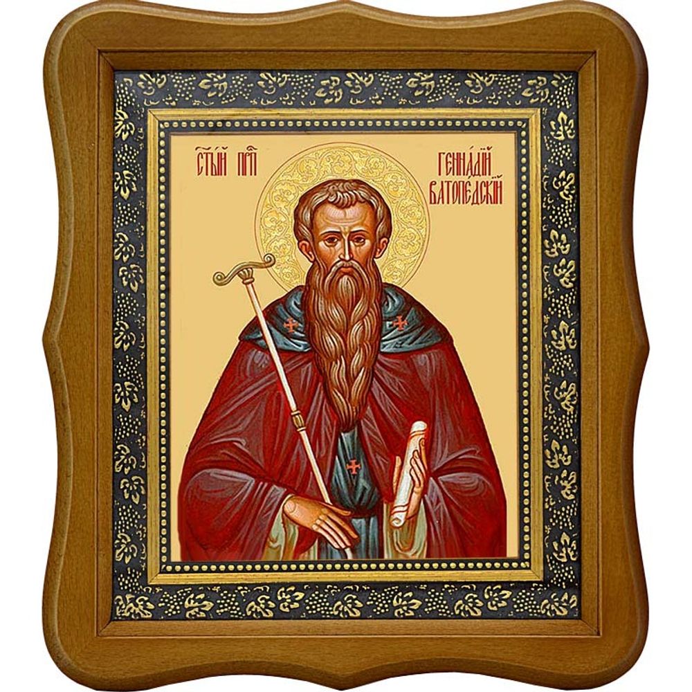 Геннадий Ватопедский Святой Преподобный. Икона на холсте.