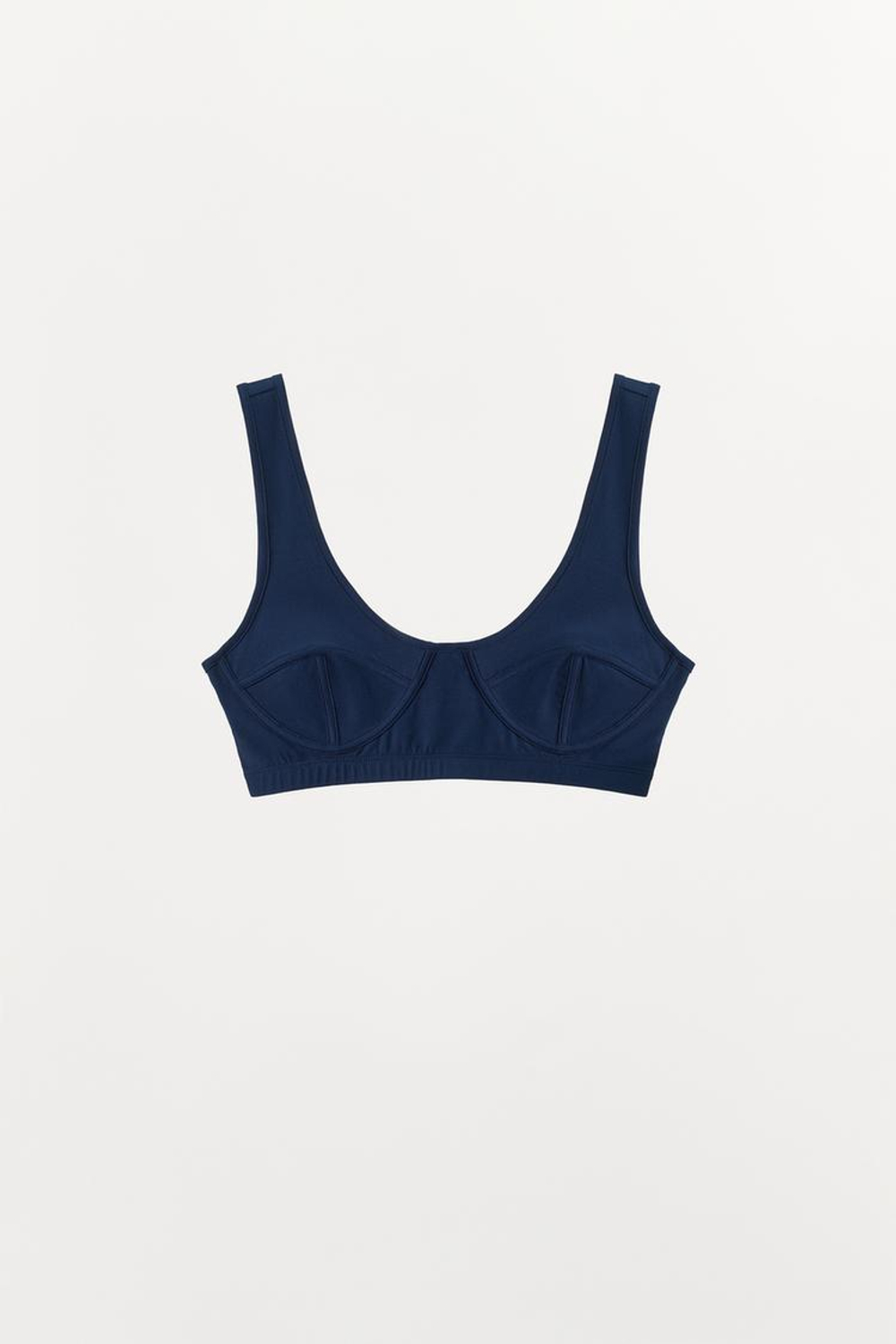 ZARA МЯГКИЙ БРАЛЕТТ СО ШВАМИ, СИНИЙ