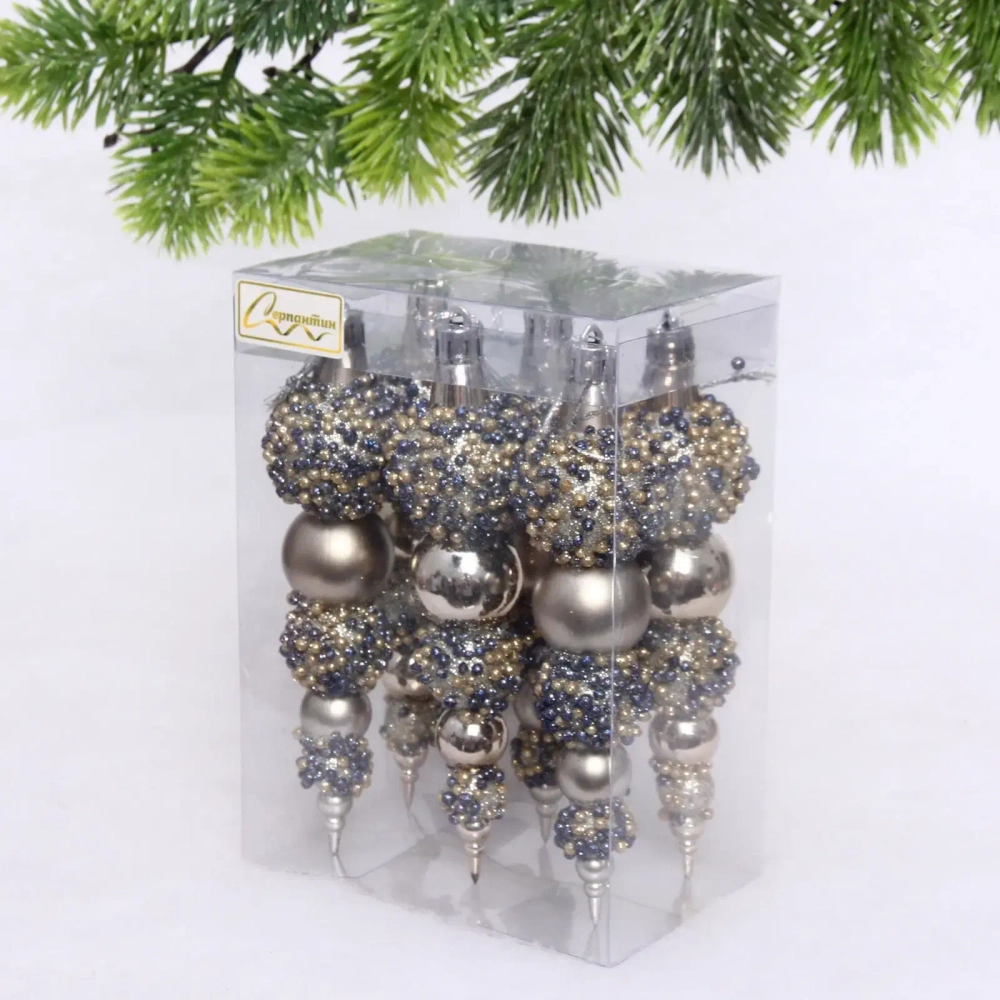 Набор украшений SHINE «Fairy tale» 14 см (6 шт.), champagne silver