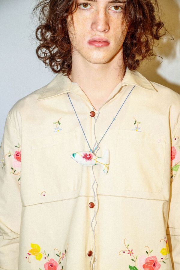 Рубашка с Аппликациями / Creme Roses Long Sleeve кремовая - фото 4