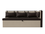 Диван кухонный прямой Метро с углом справа, Коричневый\Бежевый, Экокожа, 28572