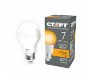 Лампочки светодиодные Е27 Cтарт, "груша", 7Вт, 2700К тёплый свет