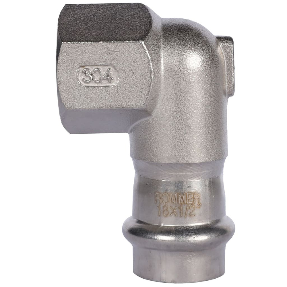ROMMER Угольник-переходник с ВР 18x1/2" из нержавеющей стали прессовой