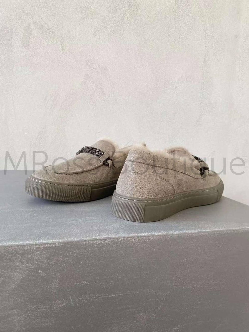 Женские лоферы Brunello Cucinelli с мехом