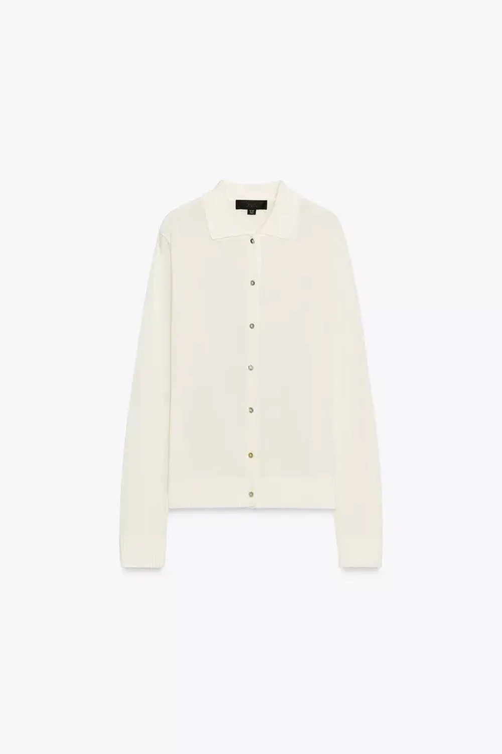 ZARA ОДНОТОННОЕ ТРИКОТАЖНОЕ ПОЛО, ЭКРЮ